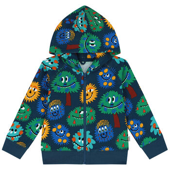 Younger Boys Navy Blue Monsters Zip Up Top