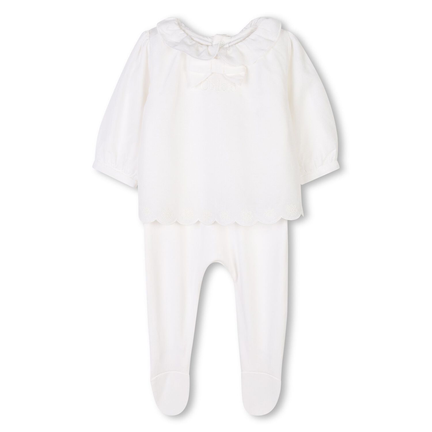 Baby Girls Ivory Logo Babygrow, 1, hi-res