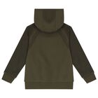 Boys Khaki Logo Hooded Zip Up Top, 2, hi-res
