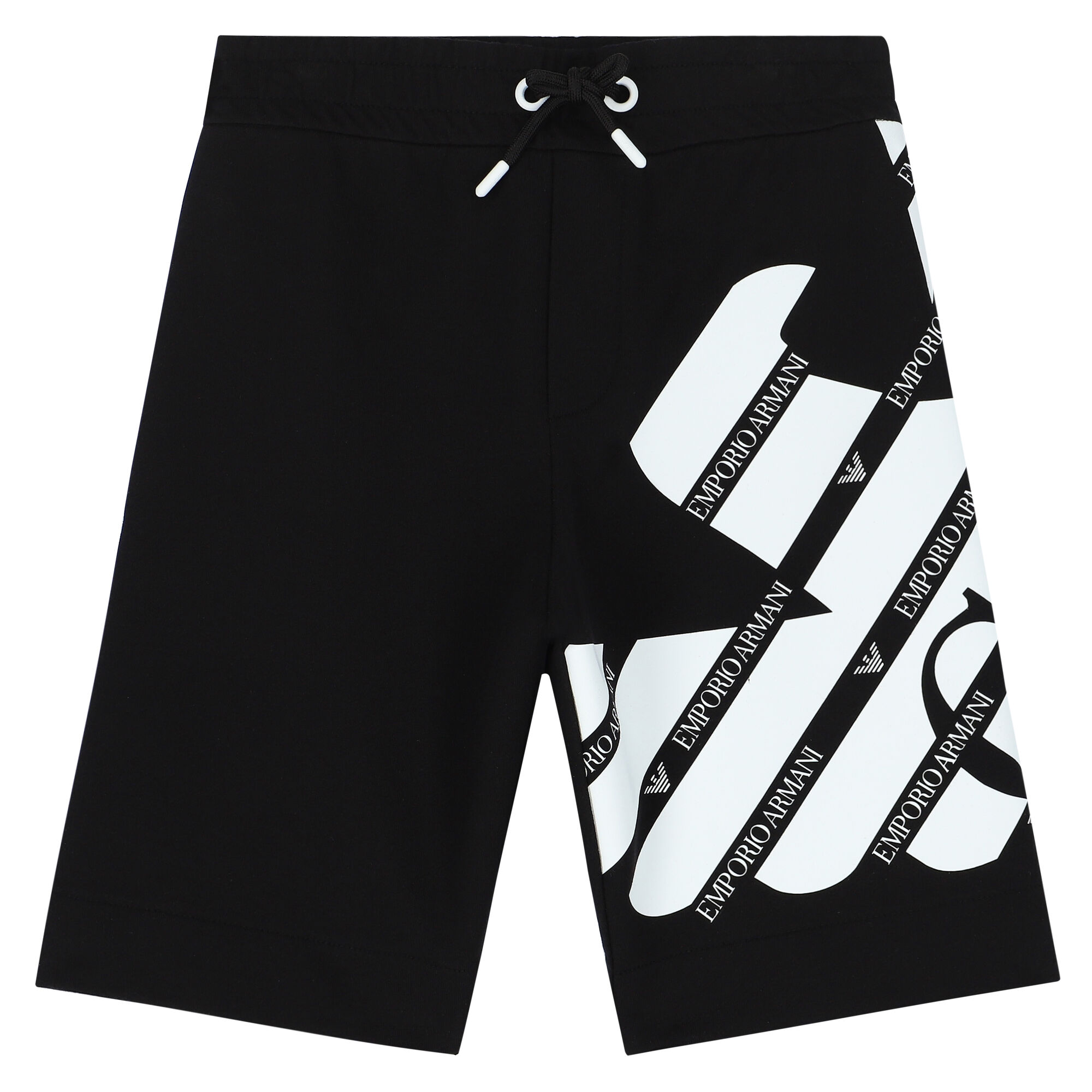 Emporio Armani Boys Black White Logo Shorts Junior Couture UAE