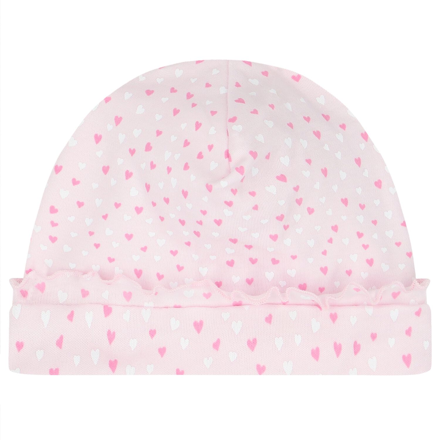 Baby Girls Pink Hearts Hat, 1, hi-res