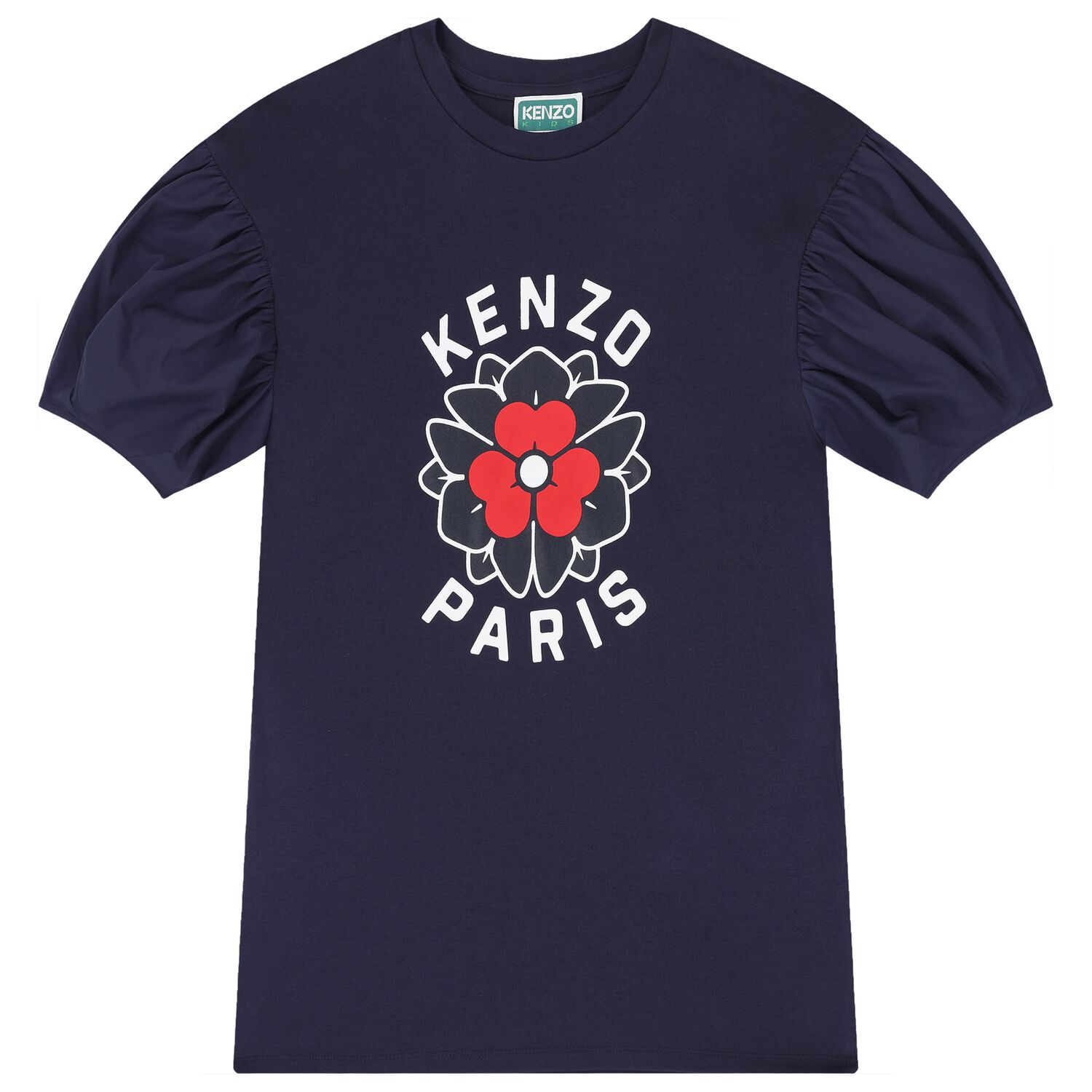 فستان بنات بالشعار باللون الأزرق الداكن, 2, hi-res