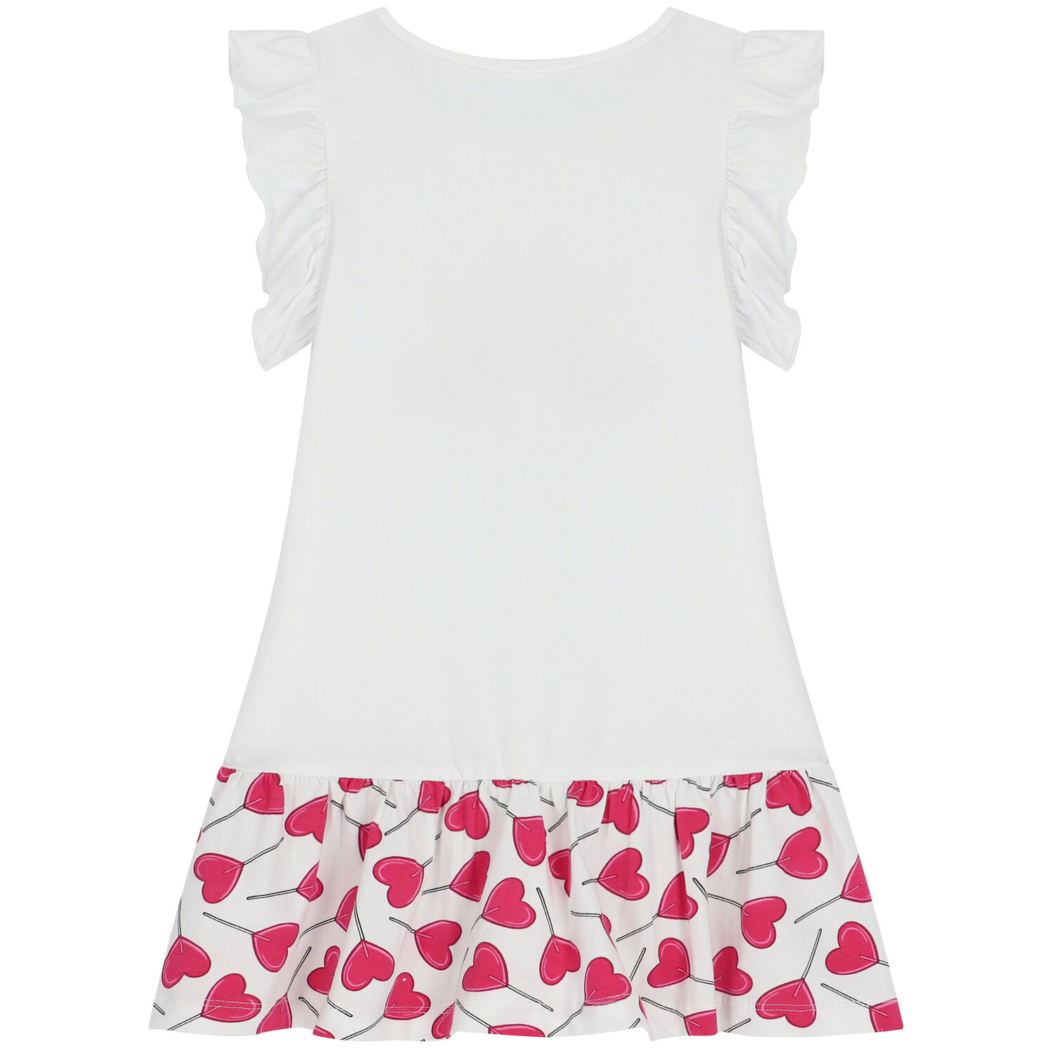 Girls Pink & White Sequin Heart Dress, 1, hi-res image number null
