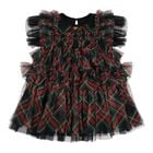 Baby Girls Green & Red Tartan Tulle Etta Dress, 1, hi-res