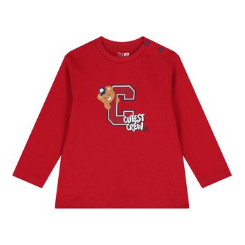 Baby Boys Red Teddy Bear Long Sleeve Top