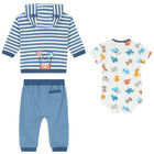 Baby Boys Blue & White Tracksuit Set (3 Piece), 1, hi-res
