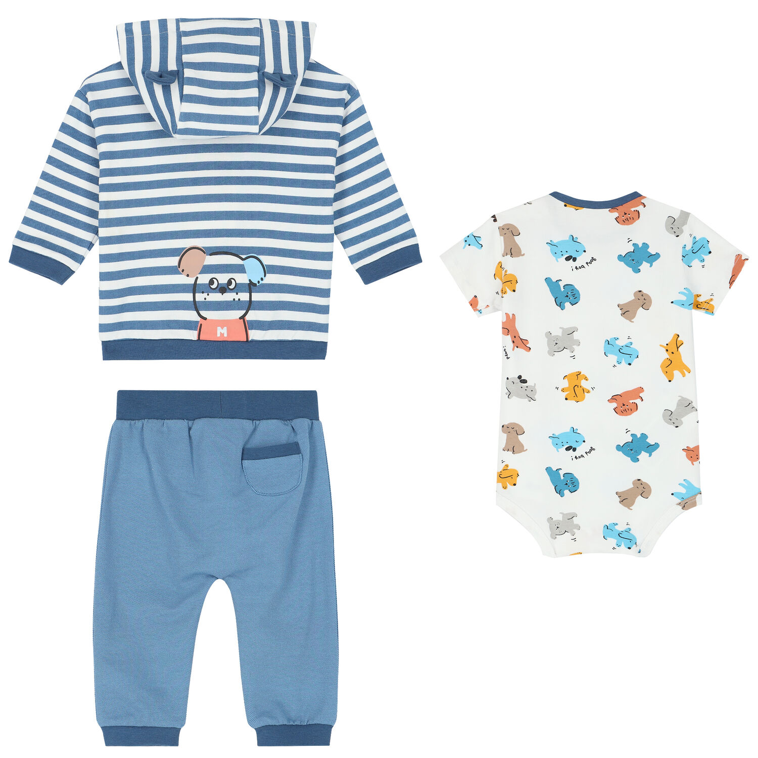 Baby Boys Blue & White Tracksuit Set (3 Piece), 1, hi-res image number null