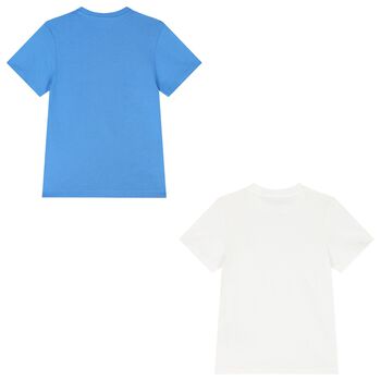 Boys White & Blue Cotton T-Shirts ( 2-Pack )