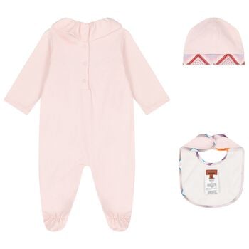 Baby Girls Pink Logo Zig Zag Babygrow Gift Set