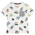 Boys Ivory Striped Pocket T-Shirt, 1, hi-res
