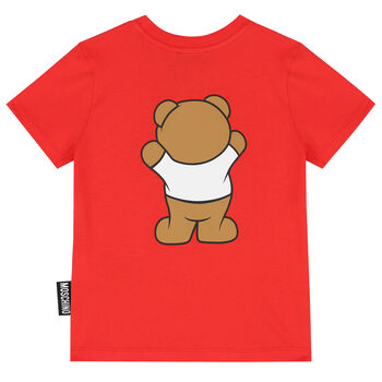 تيشيرت بشعار الدب تيدي باللون الأحمر
