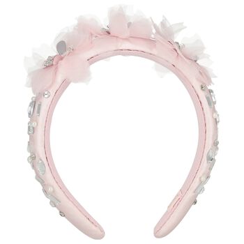 Girls Pink Flower Satin Headband