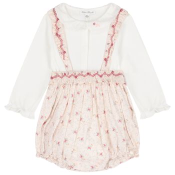 Baby Girls Ivory & Pink Floral Babysuit Set