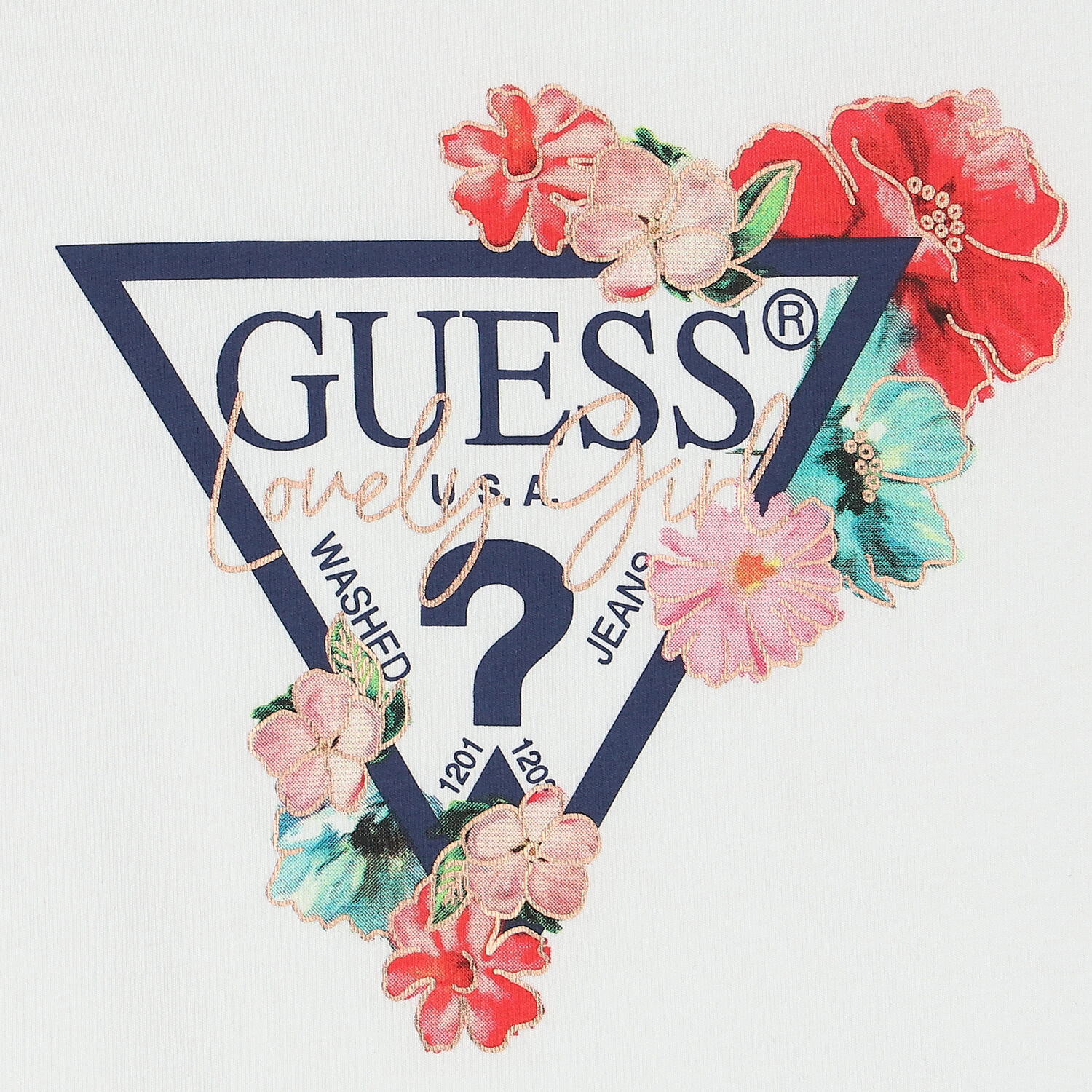 تيشيرت بنات بالشعار باللون الأبيض, 1, hi-res