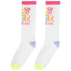 Girls White & Yellow Logo Socks ( 2-Pack ) , 1, hi-res