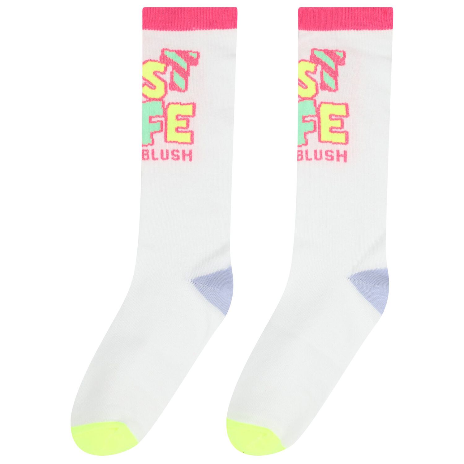 Girls White & Yellow Logo Socks ( 2-Pack ) , 1, hi-res