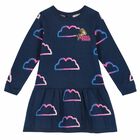Younger Girls Navy Knitted Dress, 1, hi-res