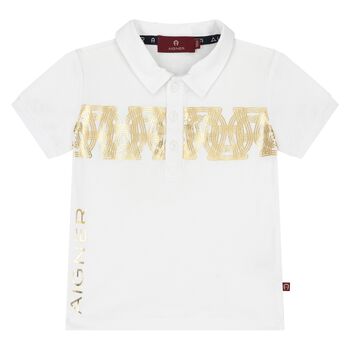 Younger Boys White Logo Polo Shirt