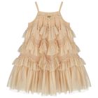 Girls Gold Ruffled Tulle Dress, 1, hi-res