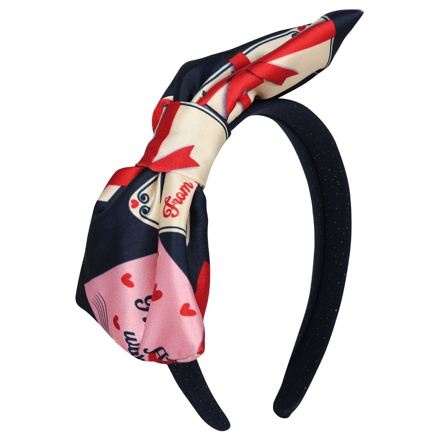 ربطة رأس للبنات بالشعار باللون الكحلي, 1, hi-res