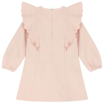 فستان بنات بالشعار باللون الوردي