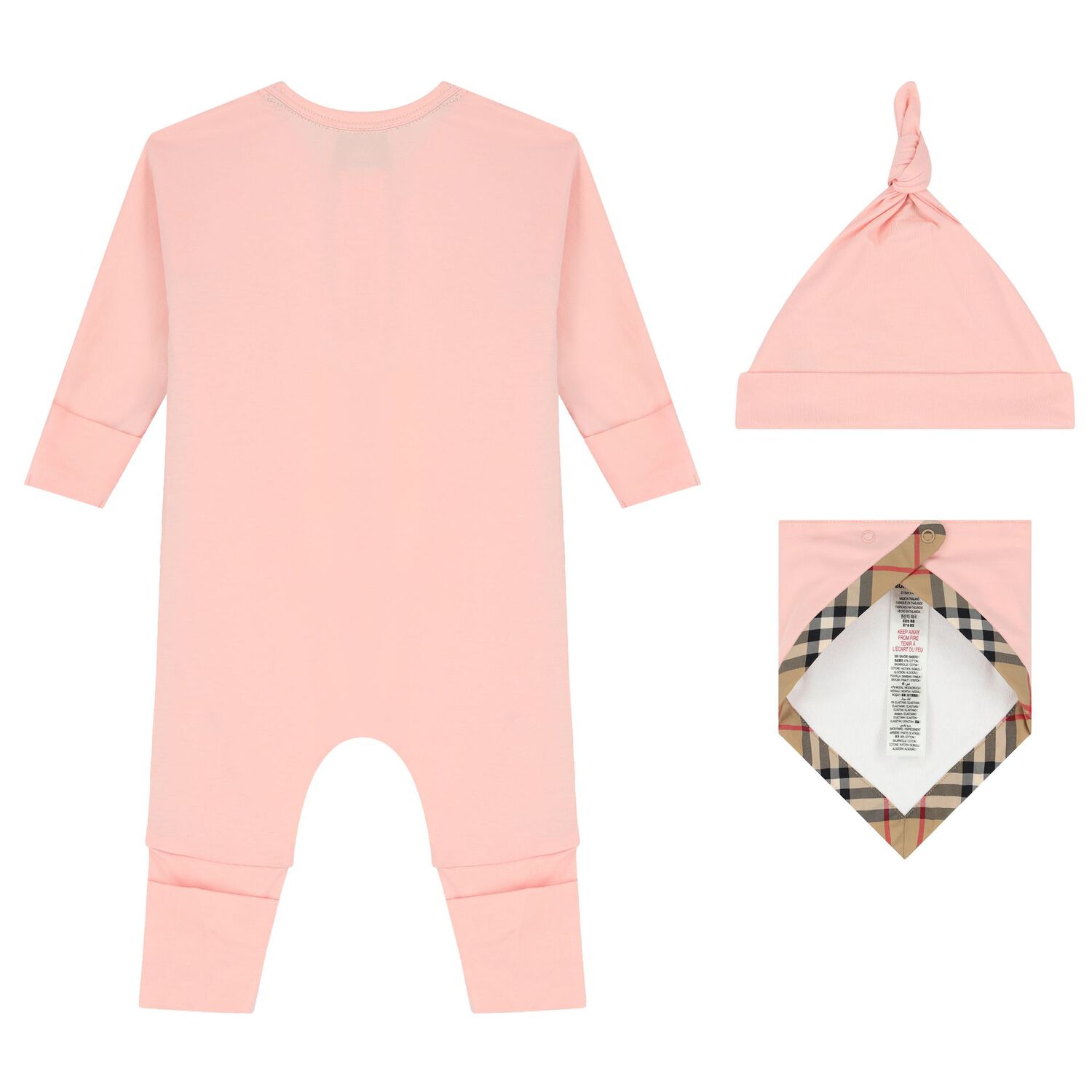 Baby Girls Pink & Beige Romper Gift Set, 3, hi-res