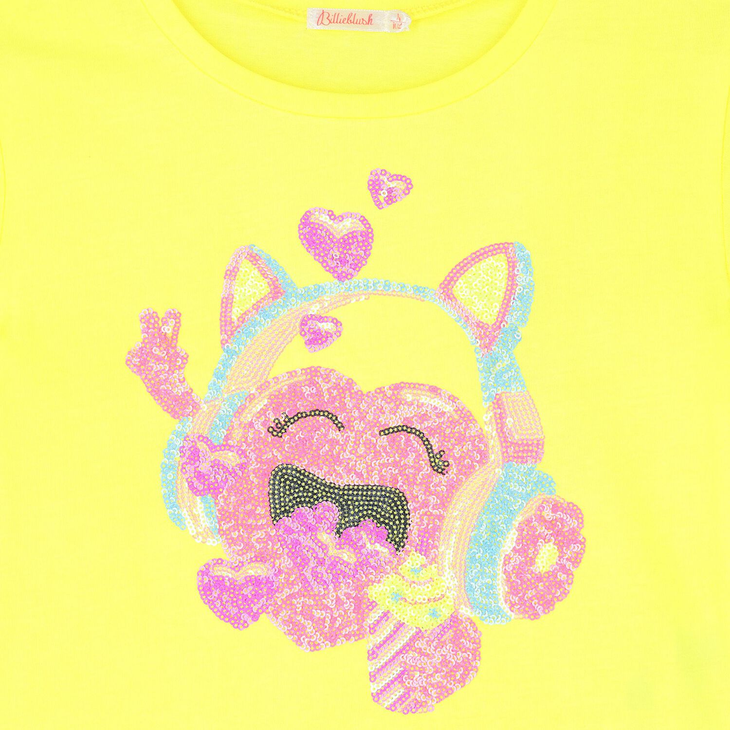 Girls Yellow Sequin T-Shirt, 2, hi-res image number null