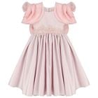 Girls Mirana Pink 3D Rose Sleeve Tulle Dress, 2, hi-res