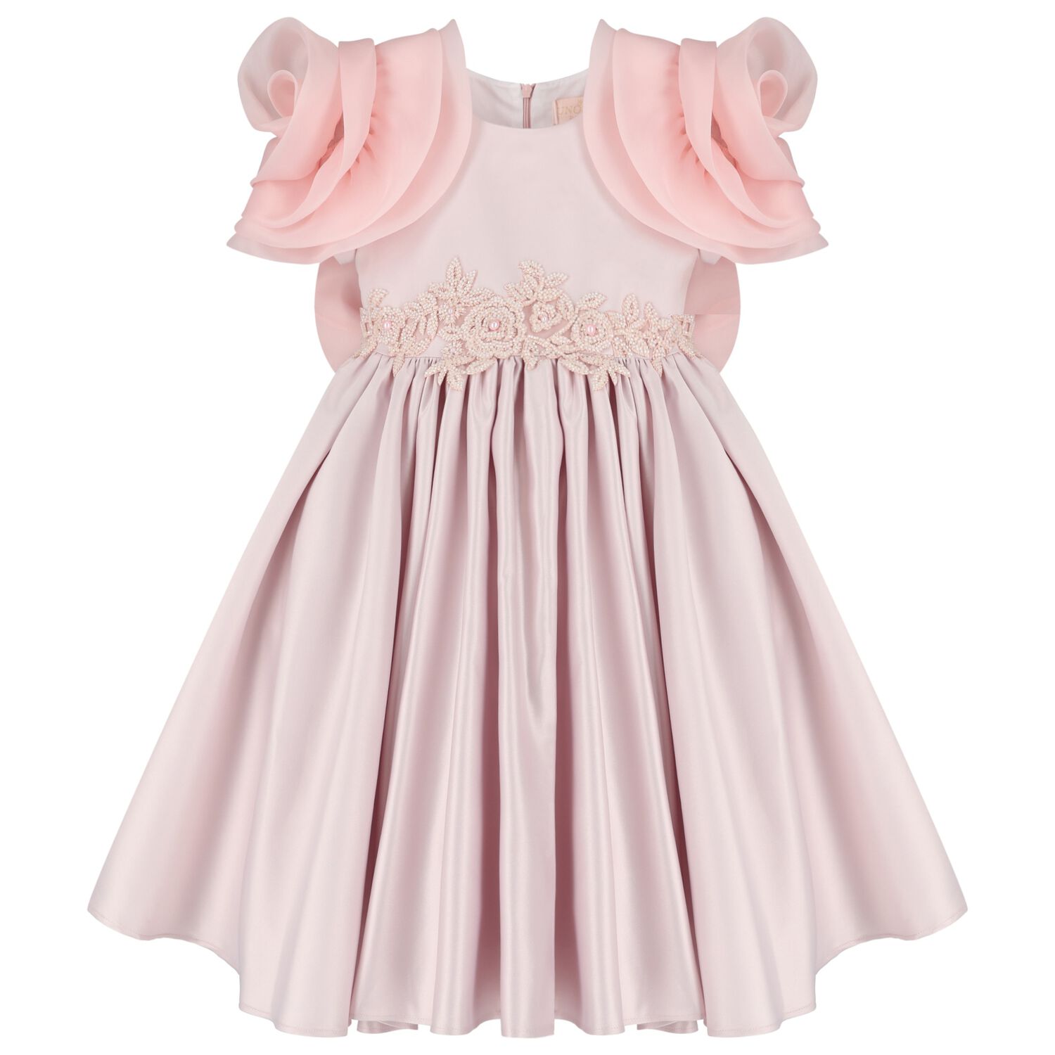 Girls Mirana Pink 3D Rose Sleeve Tulle Dress, 2, hi-res