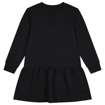 Girls Black Teddy Bear Logo Dress
