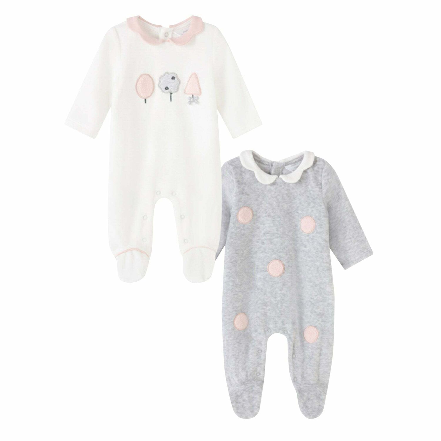 Girls Ivory & Pink Babygrows (2 Pack), 2, hi-res image number null