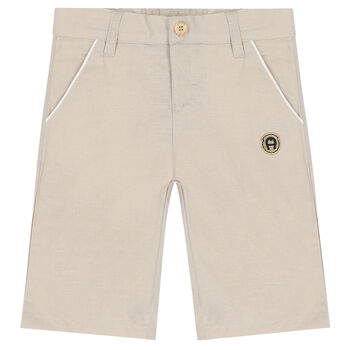 Boys Beige Logo Shorts