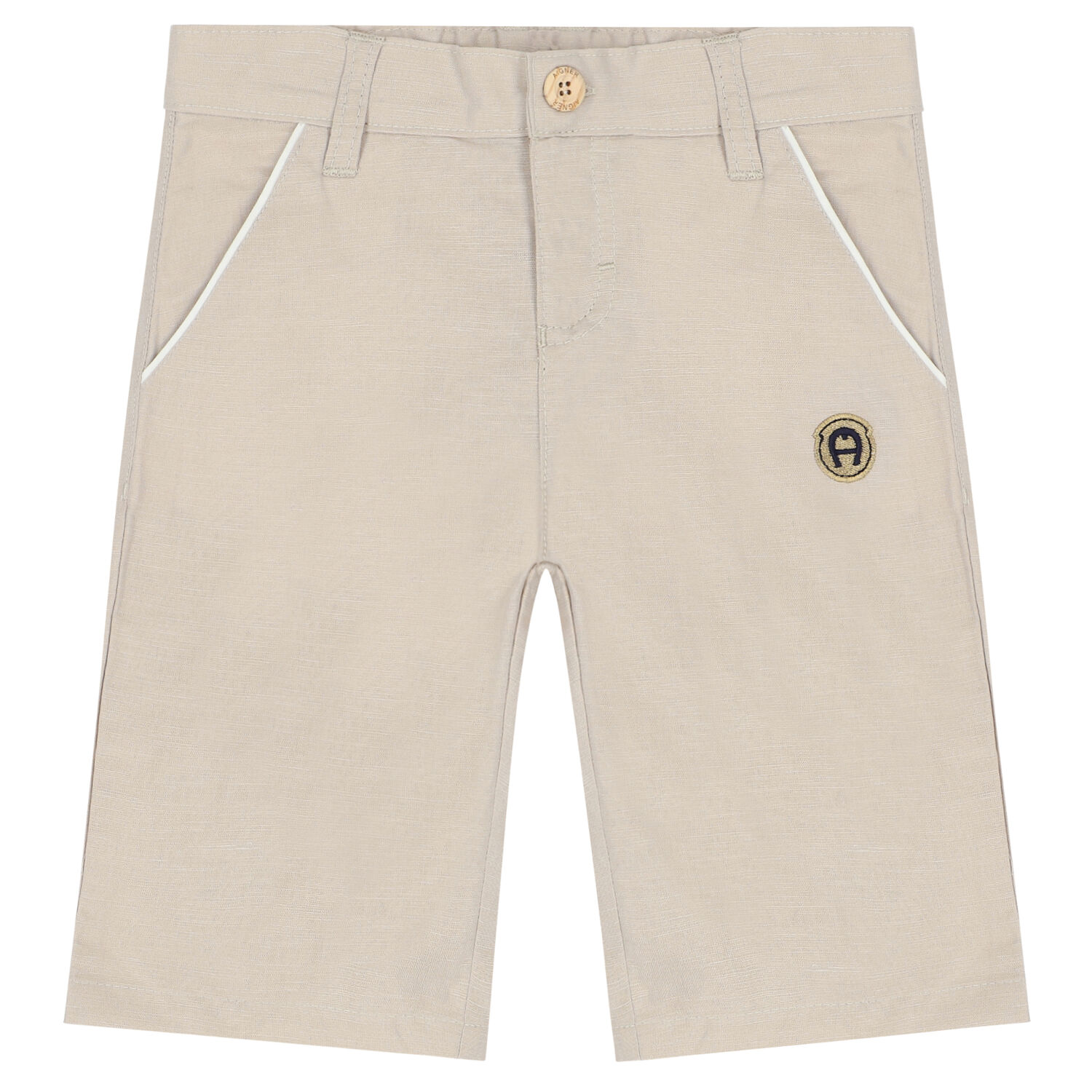 Boys Beige Logo Shorts, 1, hi-res image number null