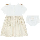 Younger Girls White & Ivory Logo Dress Set, 1, hi-res