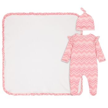 Baby Girls Pink Zig Zag Babygrow Gift Set