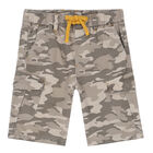 Boys Beige Camouflage Shorts, 1, hi-res