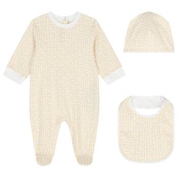 White & Gold Logo Babygrow Gift Set
