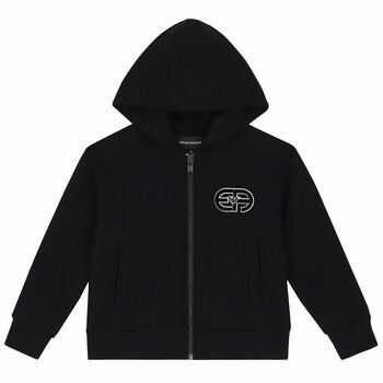 Boys Black Logo Zip up Top