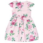 Girls Pink Floral Satin Dress, 2, hi-res