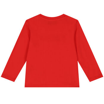 Red Teddy Bear Logo Long Sleeve Top
