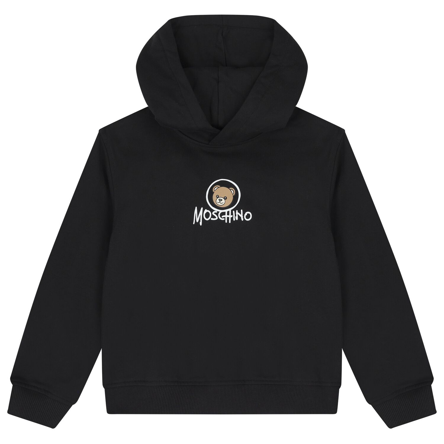 Black Teddy Bear Logo Hooded Top, 1, hi-res