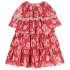 Girls Pink Floral Chiffon Dress, 2, hi-res