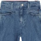 بنطلون جينز بنات بالشعار باللون الأزرق, 1, hi-res