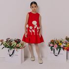 Girls Red Flower Dress, 1, hi-res