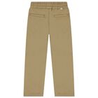 Boys Beige Logo Trousers, 1, hi-res