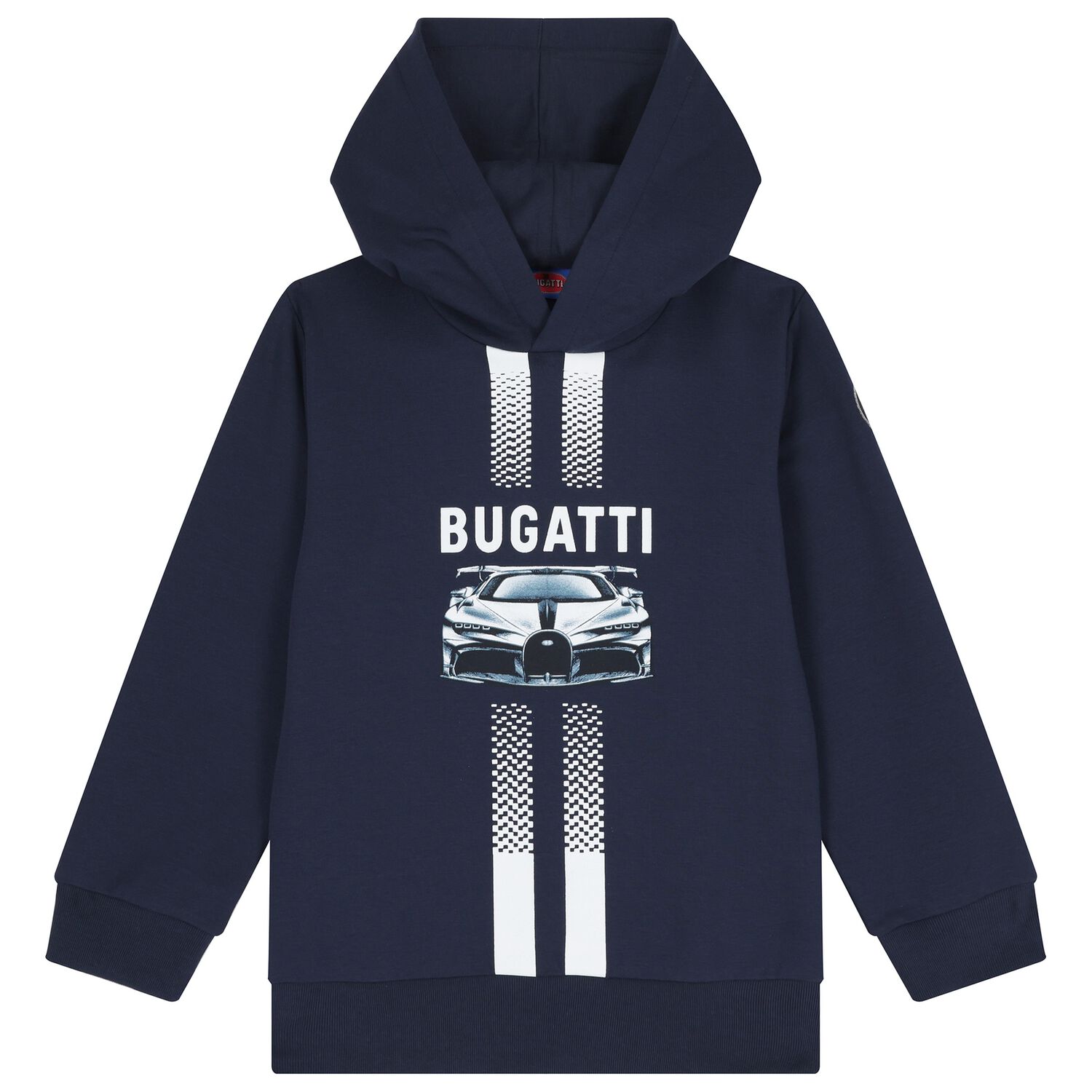 Boys Navy Blue Logo Hooded Top , 1, hi-res