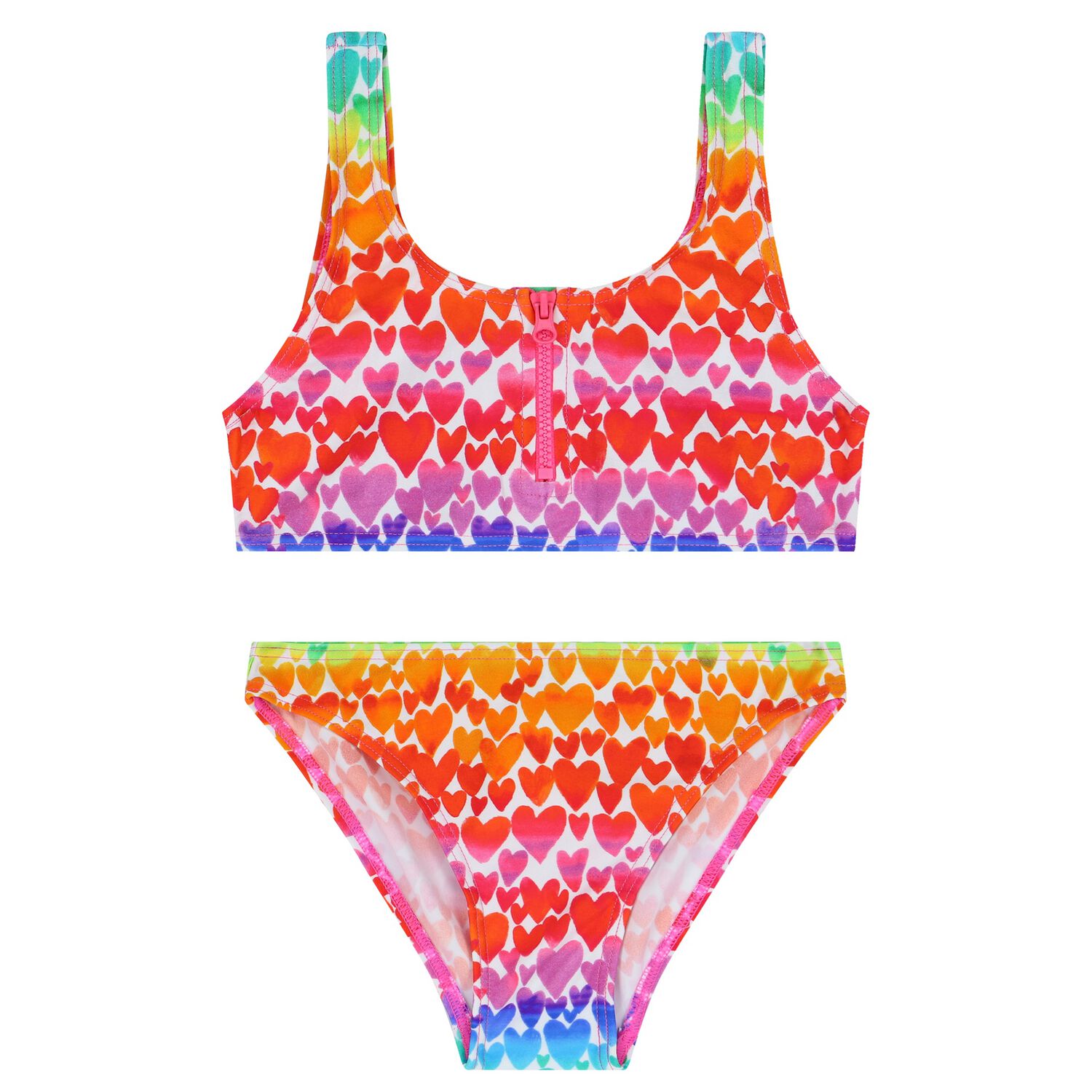 Girls Multi-Coloured Hearts Bikini, 1, hi-res