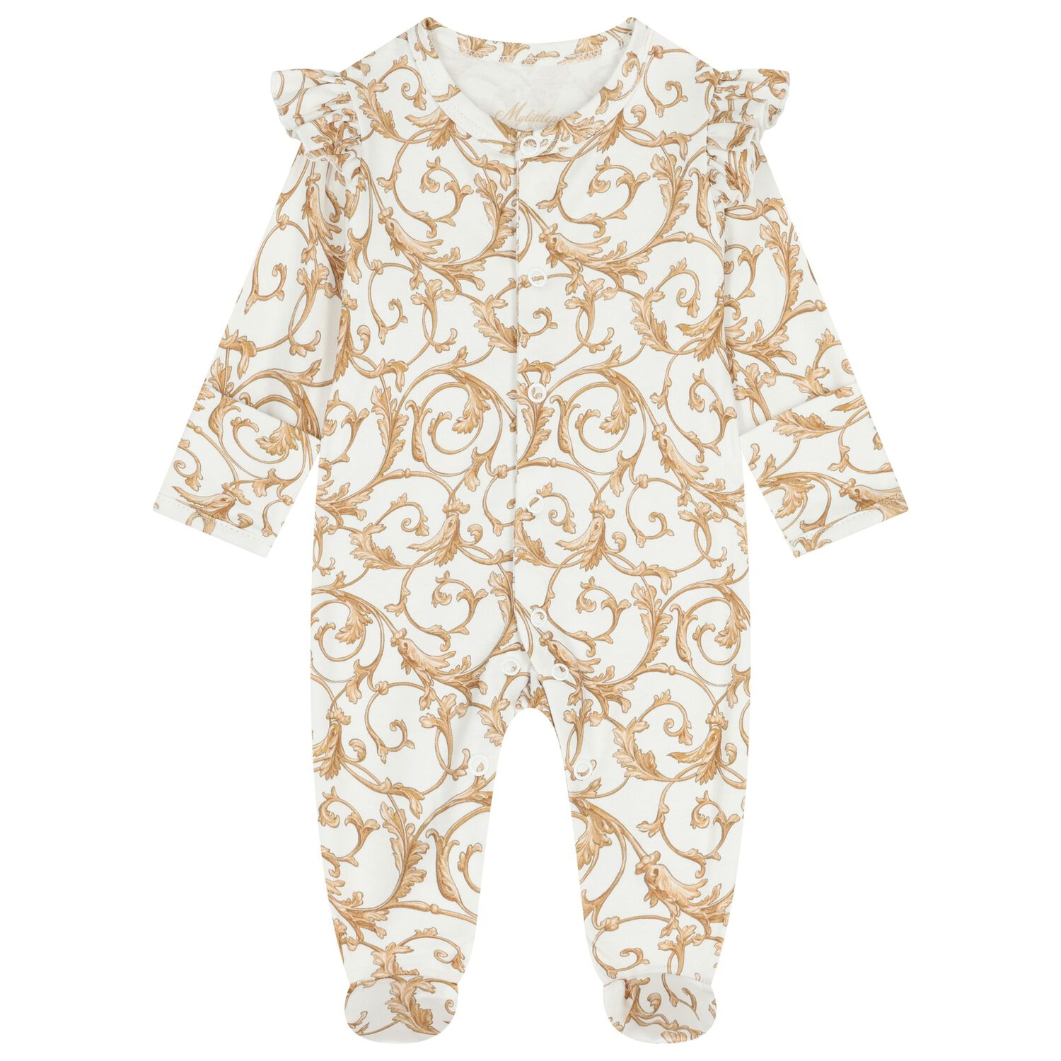 Baby Girls White & Gold Babygrow, 1, hi-res