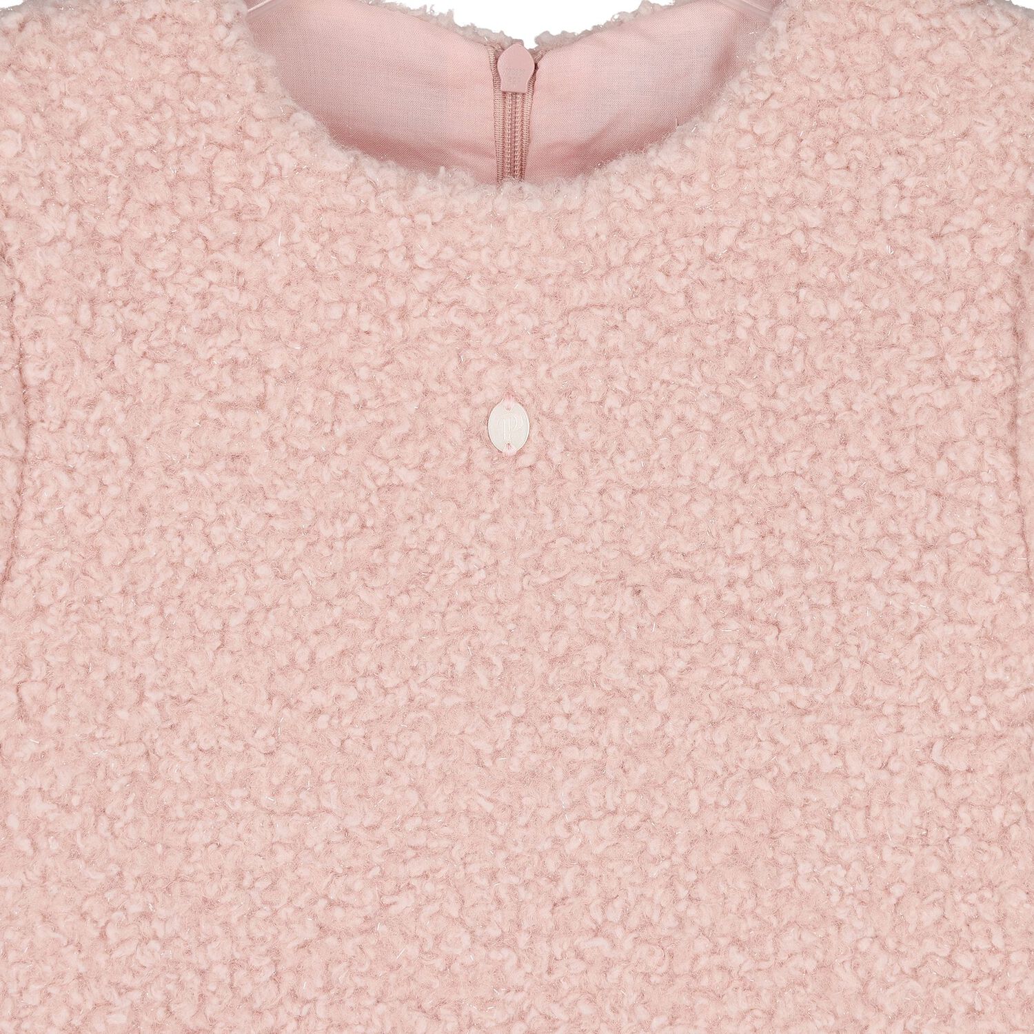 Girls Pink Bow Boucl&eacute; Dress, 1, hi-res