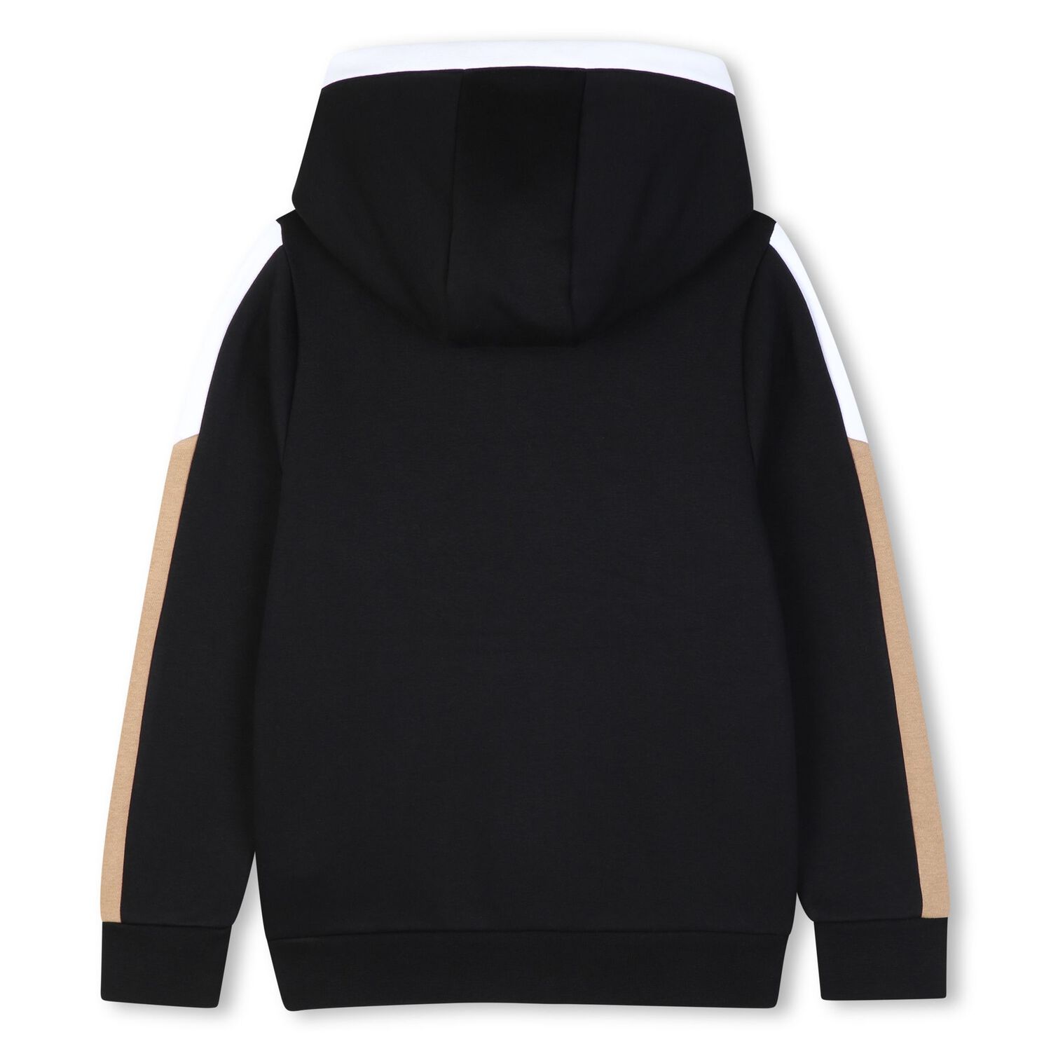 Boys Black Logo Hooded Zip Up Top, 1, hi-res